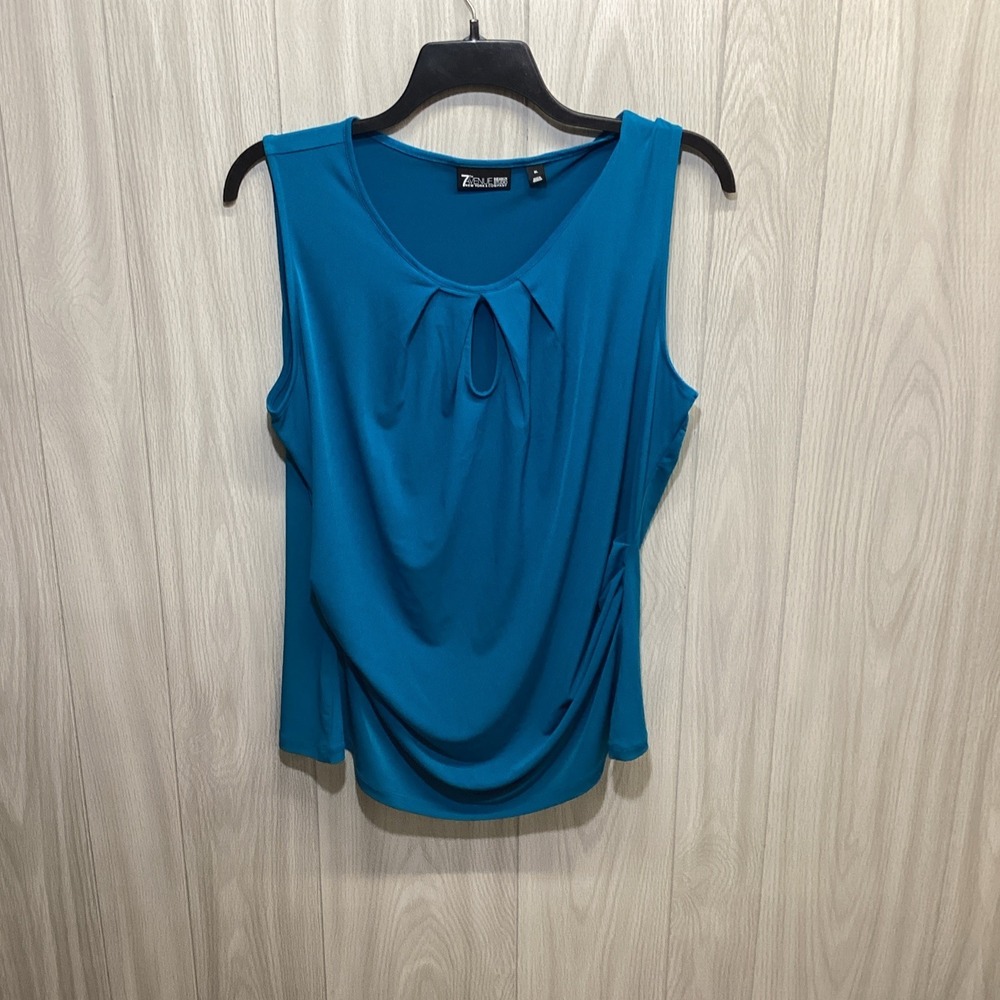 7TH AVENUE Women's (Size XL) Sleeveless Round Neck Shirt Stretch Neckline Accent